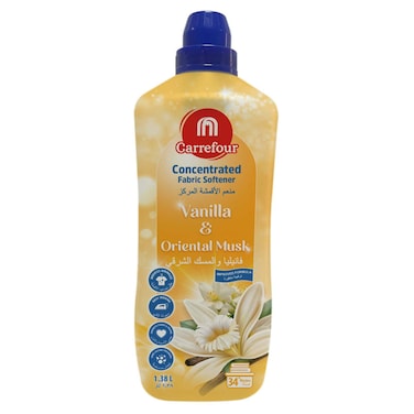 Carrefour Vanilla and Oriental Musk, Concentrated Liquid Fabric Softener, 1.38L (34 Washes)