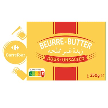 Carrefour Unsalted Butter Pasteurised 82% Fat, 250g