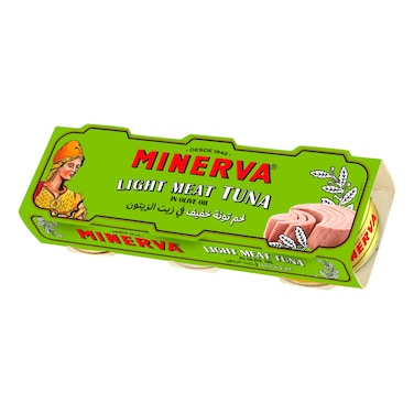 Minerva Light Meat Tuna in Olive Oil, 70g Pack of 3