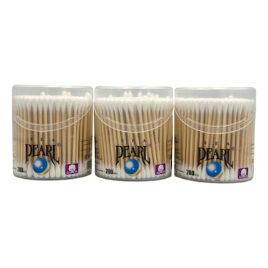 Sea Pearl Bamboo Cotton Swabs 200 Buds Pack of 3