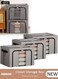 3 Pack Closet Storage Box with Metal Frame, Stackable Flodable Closet Container Organizer with Lids Handle Double &amp; Zippers, Large Capacity Wardrobe Clothes Storage Box with Clear Window for Blanket, Bedding, Clothes, Comforter