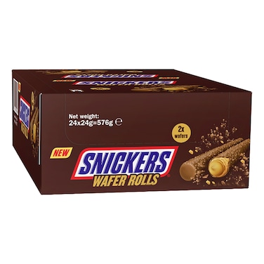Snickers Chocolate Wafer Roll, 24g Pack of 24