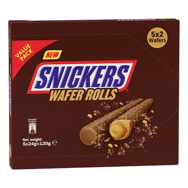 Snickers Chocolate Wafer Roll, 24g Pack of 5