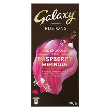 Galaxy Fusions Dark Chocolate Bar with Raspberry Meringue, 100g