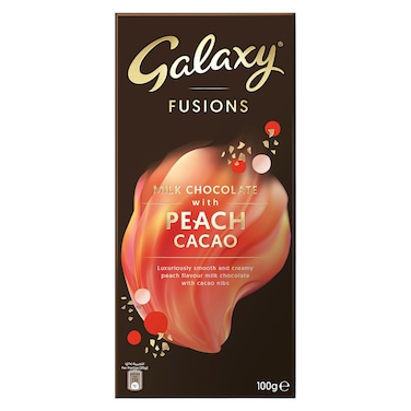 Galaxy Fusions Milk Chocolate Bar with Peach and Cacao, 100g