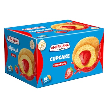 Americana Strawberry Filled Cupcake 28g Pack of 18