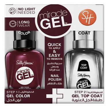 Sally Hansen Miracle Gel Nail Colour Wine and Miracle Gel Top Coat 14.7ml+14.7ml