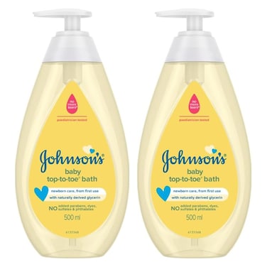 Johnson's No More Tears Baby Top-To-Toe Bath, Gentle Formula 500ml Pack of 2