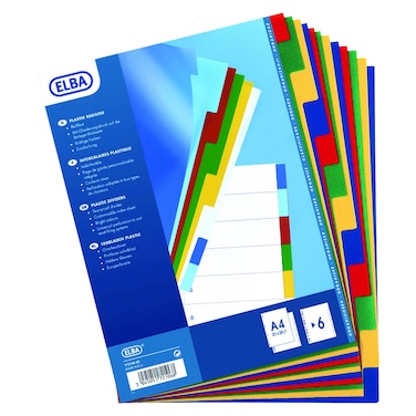 إلبا فواصل محايدة متنوعة مقاس A4، 6 علامات تبويب