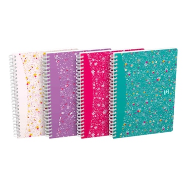 أكسفورد دفتر الملاحظات بسلك لولبي بتصميم مزخرف بالزهور 148 × 210 ملم 120 صفحة