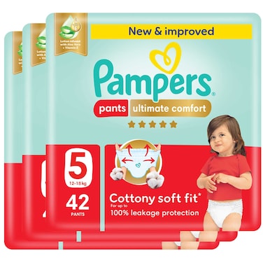 Pampers Ultimate Comfort Diaper Pants Size 5 12-18kg Mega Pack 42 Pants Pack of 3