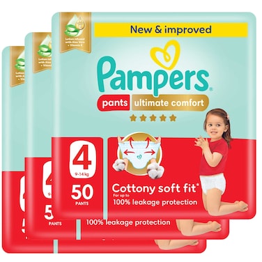 Pampers Ultimate Comfort Diaper Pants Size 4 9-14kg Mega Pack 50 Pants Pack of 3