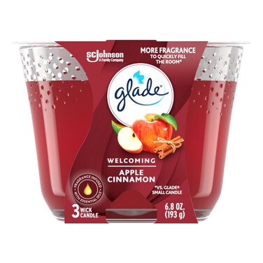 Glade Welcoming 3 Wick Candle Apple Cinnamon 193g