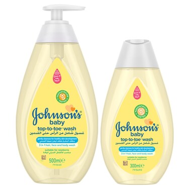 Johnson's Baby Top-to-Toe Wash 3-in-1 gentle and mild 500ml + 300ml