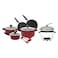 Prestige Non-Stick Cookware Set Red 11 PCS and Automatic Rice Cooker White 1.8L