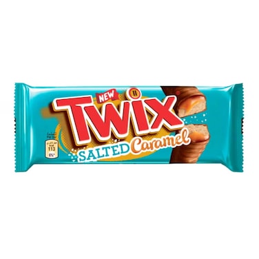 Twix Salted Caramel Chocolate Bar, 2 Bars, 50g