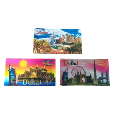 أهلا الإمارات العربية المتحدة مغناطيس من رقائق المعدن بحجم كبير ، 3 قطع - متعدد الألوان