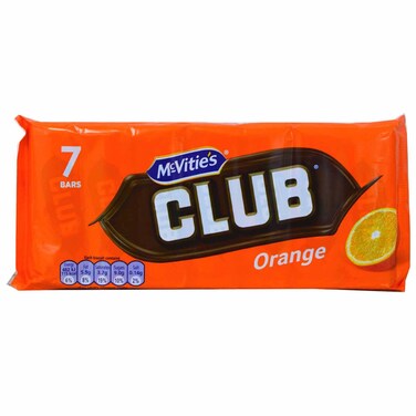 McVitie's Club Orange Milk Chocolate Covered Biscuit Bars, 154g