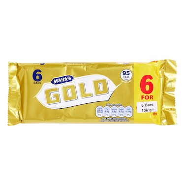 McVitie's Gold Crunchy Biscuit Bars with a Caramel Flavour Coating 106g