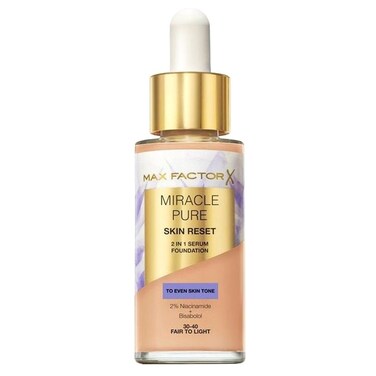 Max Factor X Miracle Pure 2-in-1 Skin Reset Serum Foundation,  30-40 Fair to Light