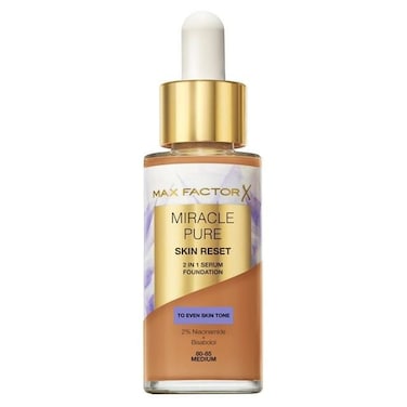 Max Factor X Miracle Pure 2-in-1 Skin Reset Serum Foundation, 80-85 Medium