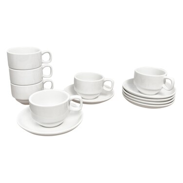 Stack Tea Cup and Saucer Set 230ml 6 PCS