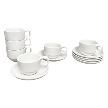 Stack Tea Cup and Saucer Set 120ml 6 PCS