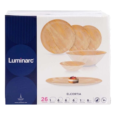 Luminarc Simply Elcortia Glass Dinner Set Brown 26 PCS