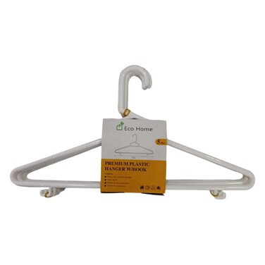 Eco Home Plastic Hangers with Hook White 42cm 5 PCS