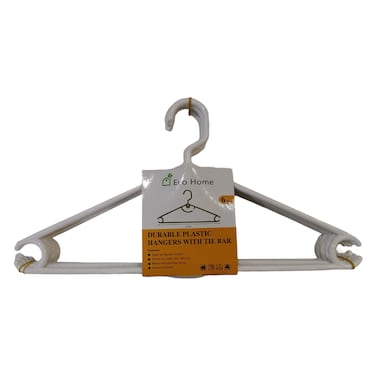 Eco Home Plastic Hangers with Tie Bar White 41cm 6 PCS