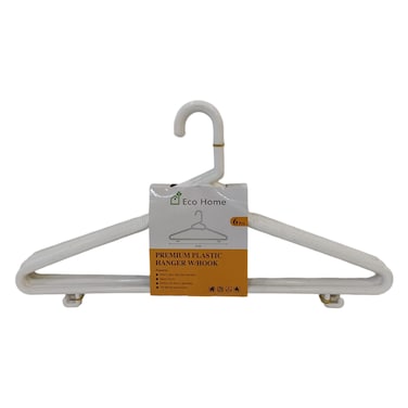 Eco Home Plastic Hangers with Hook White 42cm 6 PCS