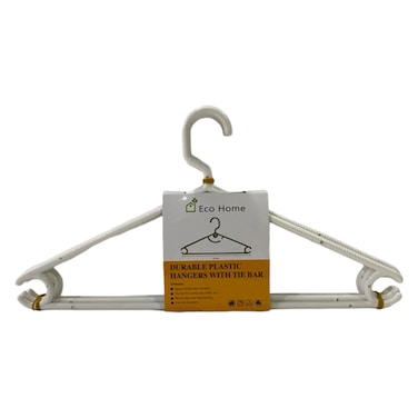 Eco Home Plastic Hangers with Tie Bar White 41cm 12 PCS