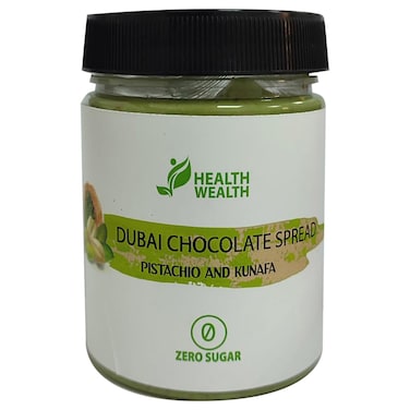 Health Wealth Dubai Chocolate Spread Pistachio and Kunafa Zero Sugar 200g