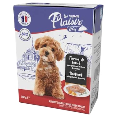 لا ريباس بلازير شيف طعام للكلاب البالغة بطعم اللحم البقري مع البطاطس والجزر 380 غرام