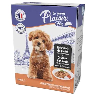 La Repas Plaisir Chef Chicken Casserole with Rice and Tomatoes in Gravy Adult Dog Food 380g
