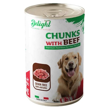 Delight Chunks with Beef Adult Dogs Food Can 415g