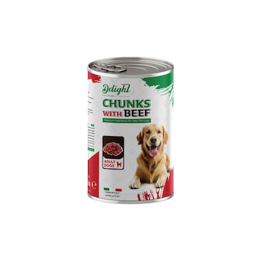 Delight Chunks with Beef Adult Dogs Food Can 415g