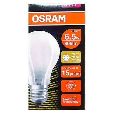 أوسرام مصباح ليد شفاف، أبيض دافئ، 6.5 واط