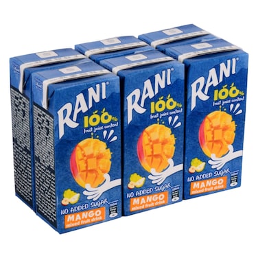 Rani Tetra Pack No Added Sugar Mango Mixed Fruit Drink 200ml Pack of 6