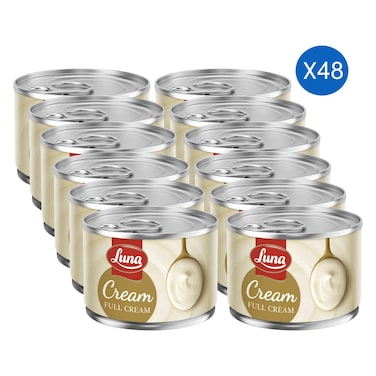 لونا حليب معقم كامل الدسم 155 غرام حزمة من 48