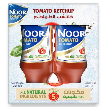 Noor Tomato Ketchup, Made from 5 Natural Ingredients, 410g Pack of 2