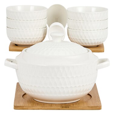 Shallow S&amp;A Soup Set with Bamboo Stand 15 PCS