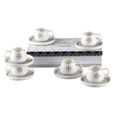 شالو باي إس آند إيه ألفي طقم أكواب القهوة والصحون 100 ملل 12 قطعة