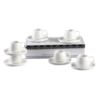 شالو باي إس آند إيه إيما طقم أكواب القهوة والصحون 100 ملل 12 قطعة