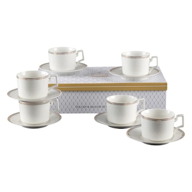 Shallow By S&amp;A Lara Tea Cup and Saucer Set 220ml 12 PCS