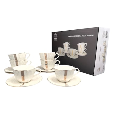 Shallow S&amp;A Amara Tea Cup and Saucer Set 90ml 12 PCS