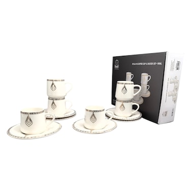 شالو  إس آند إي نيلا طقم فناجين قهوة مع صحن بسعة 90 ملل، 12 قطعة