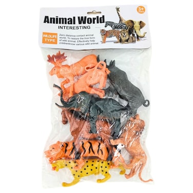 حقيبة حيوانات برية من مادة البولي فينيل كلوريد تشكيلة متنوعة من 6 قطع