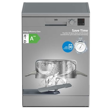 Beko Freestanding Dishwasher 13 Place Settings, 4 Programmes, 2 Racks,Cutlery Basket, Mini programme, Half-load, Stainless Steel Tub,DVN04X20S(Silver)