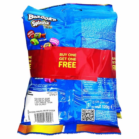 Bazooka Mix-Upz Splash Fruit Chewy Candy Share Bag 120g Pack of 2